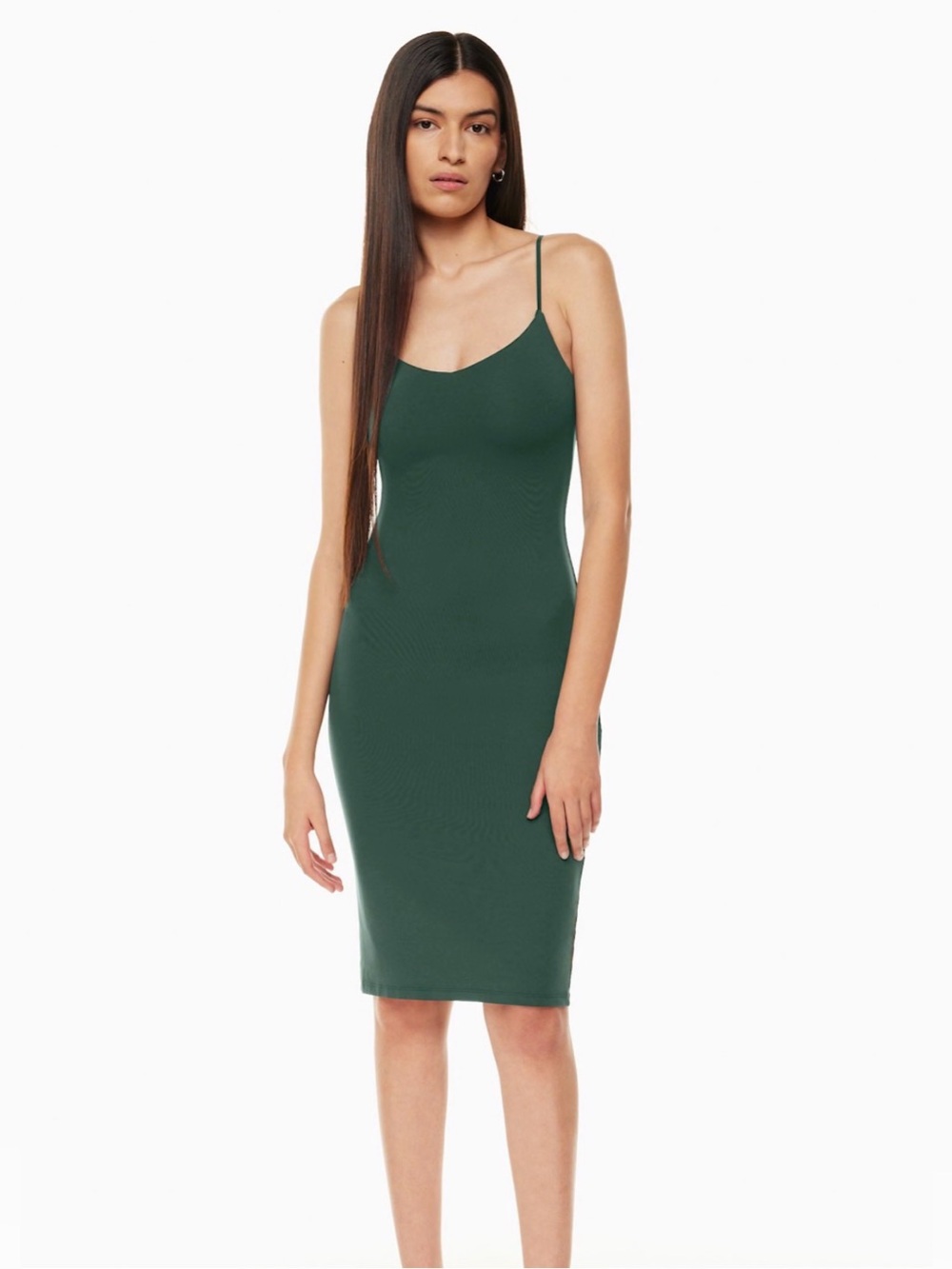 Babaton Forest Green Slim Midi Slip Dress